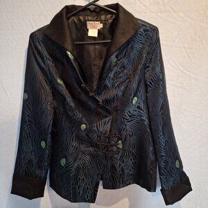 Dragon Silk Brocade Peacock Jacket L – Luxury 100% Silk Statement Piece